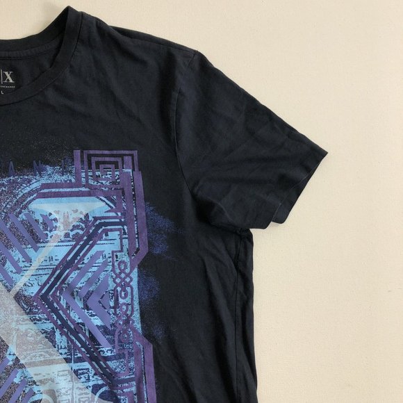 AX Armani Exchange Graphic Print Abstract Art T Shirt Size Large Blue - Picture 3 of 7